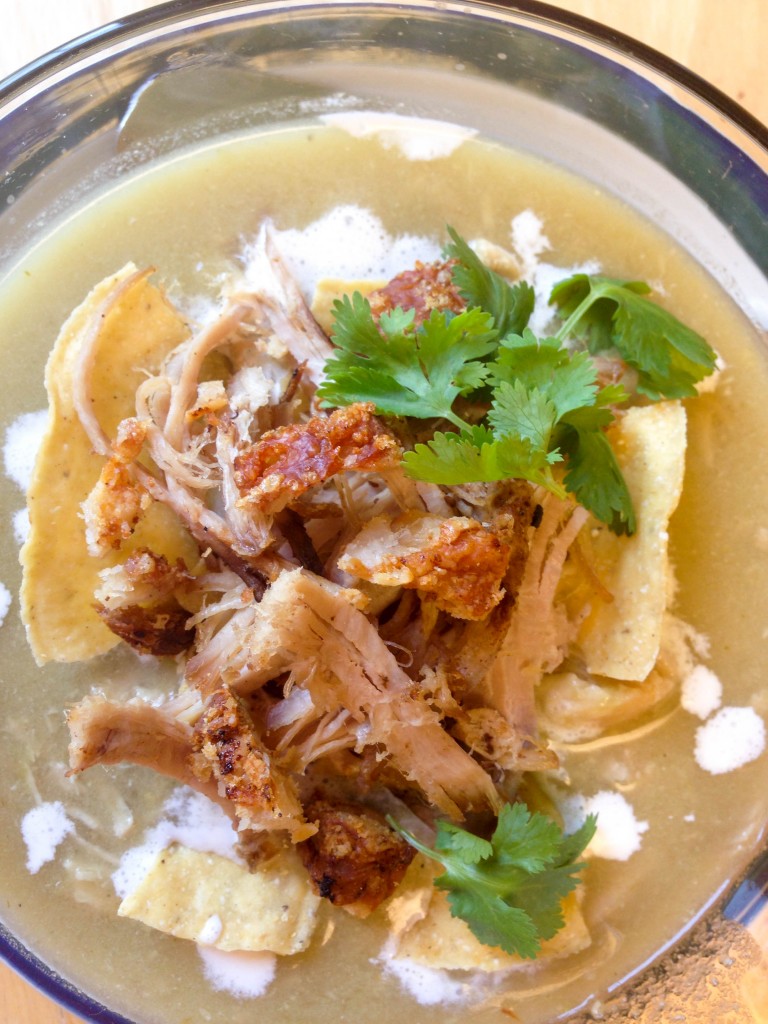 Pulled pork and tomatillos soup - The Petit Gourmet