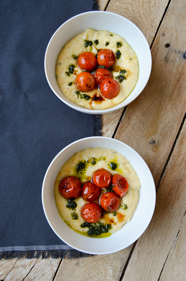 Creamy polenta with roasted tomatoes